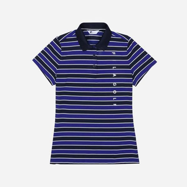 Camisas Polo Fila Mulher Azul Marinho - Fila Golf Striped S/S Outlet Portugal,TSHX-25169